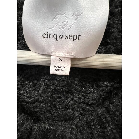 Cinq à Sept - Joelle Embellished Cable Cardigan - Charcoal/Fuchsia size XS - Picture 5 of 10